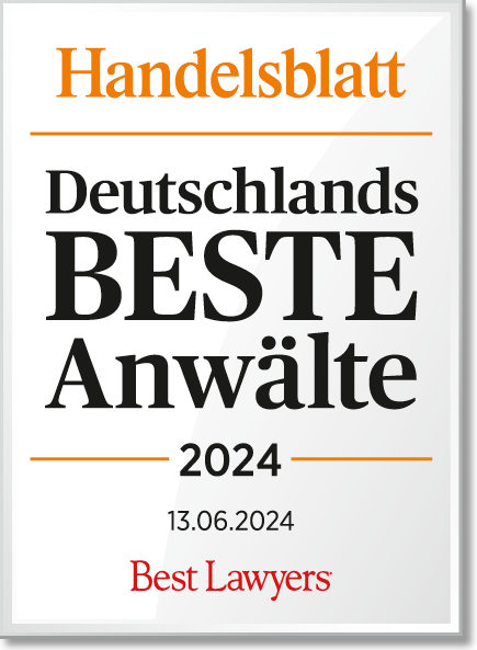 Dr. Danja Domeier wird in der vom Handelsblatt in Kooperation mit „Best Lawyers“ im Juni 2024 veröffentlichten Liste „Deutschlands Beste Anwälte 2022“ für den Bereich Lebensmittelrecht und Handelsrecht genannt.